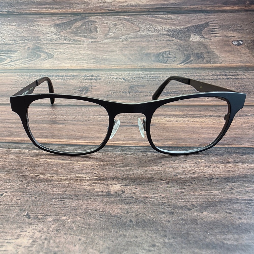Moscot Originals Nebb Titanium Eyeglasses Navy Beige Rectangular Frames